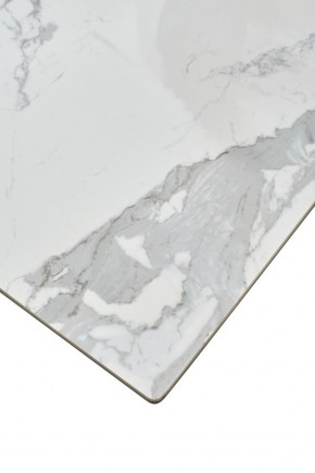 Стол CREMONA 140 HIGH GLOSS STATUARIO Белый мрамор глянцевый, керамика/ белый каркас, ®DISAUR в Губахе - gubaha.ok-mebel.com | фото 6