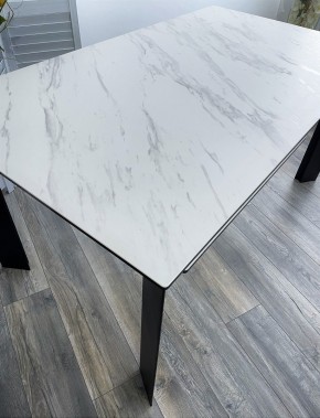 Стол CREMONA 140 KL-99 Белый мрамор матовый, итальянская керамика / черный каркас, ®DISAUR в Губахе - gubaha.ok-mebel.com | фото 3