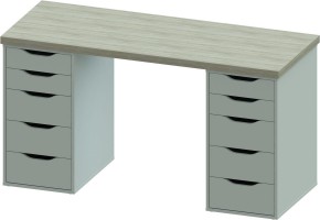 Стол письменный Ингар 2/55 140x75x55, дуб беленый/белый в Губахе - gubaha.ok-mebel.com | фото 2