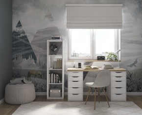 Стол письменный Ингар 2/55 140x75x55, дуб беленый/белый в Губахе - gubaha.ok-mebel.com | фото 4