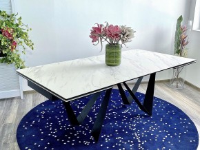 Стол RIETI 200 KL-99 Белый мрамор матовый, итальянская керамика / черный каркас, ®DISAUR в Губахе - gubaha.ok-mebel.com | фото 2