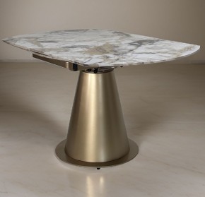 Стол TERAMO 135 GLOSS GRAND JADE SOLID CERAMIC, керамика, поворотн.механизм / Бронзовый, ®DISAUR в Губахе - gubaha.ok-mebel.com | фото