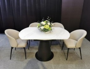 Стол TERAMO 135 GLOSS GRAND JADE SOLID CERAMIC, керамика, поворотн.механизм / Черный каркас, ®DISAUR в Губахе - gubaha.ok-mebel.com | фото 3