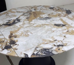 Стол TERAMO 135 GLOSS GRAND JADE SOLID CERAMIC, керамика, поворотн.механизм / Черный каркас, ®DISAUR в Губахе - gubaha.ok-mebel.com | фото 4