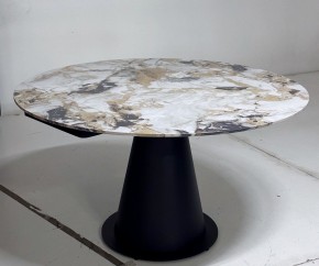 Стол TERAMO 135 GLOSS GRAND JADE SOLID CERAMIC, керамика, поворотн.механизм / Черный каркас, ®DISAUR в Губахе - gubaha.ok-mebel.com | фото 5