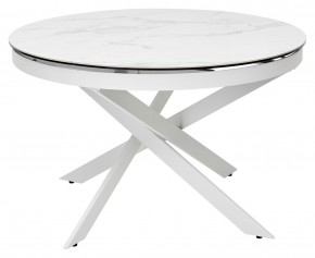 Стол TRENTO 120 HIGH GLOSS STATUARIO Белый мрамор глянцевый, керамика/ белый каркас, ®DISAUR в Губахе - gubaha.ok-mebel.com | фото 2