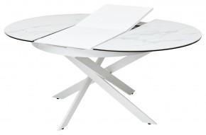 Стол TRENTO 120 HIGH GLOSS STATUARIO Белый мрамор глянцевый, керамика/ белый каркас, ®DISAUR в Губахе - gubaha.ok-mebel.com | фото 5