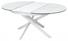 Стол TRENTO 120 HIGH GLOSS STATUARIO Белый мрамор глянцевый, керамика/ белый каркас, ®DISAUR в Губахе - gubaha.ok-mebel.com | фото 6