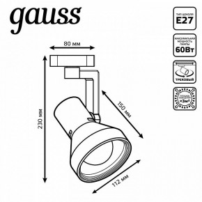 Светильник на штанге Gauss Track Light TR005 в Губахе - gubaha.ok-mebel.com | фото 6