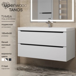 Тумба под раковину Uperwood Tanos 100 см, подвесная, белая/графит в Губахе - gubaha.ok-mebel.com | фото 3