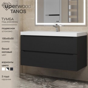 Тумба под раковину Uperwood Tanos 100 см, подвесная, черная матовая в Губахе - gubaha.ok-mebel.com | фото 3