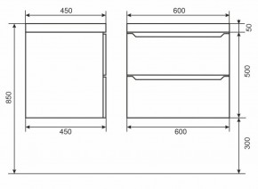 Тумба под раковину Uperwood Tanos 60 см, подвесная, белая/графит в Губахе - gubaha.ok-mebel.com | фото 6