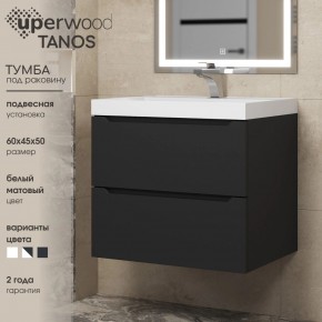 Тумба под раковину Uperwood Tanos 60 см, подвесная, черная матовая в Губахе - gubaha.ok-mebel.com | фото 3