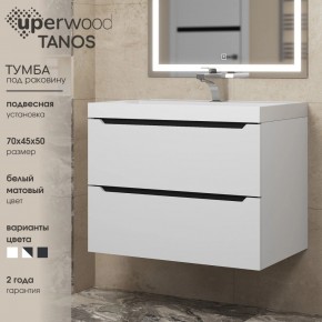 Тумба под раковину Uperwood Tanos 70 см, подвесная, белая/графит в Губахе - gubaha.ok-mebel.com | фото 3