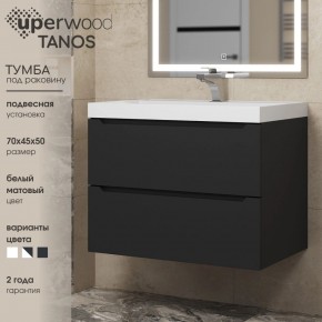 Тумба под раковину Uperwood Tanos 70 см, подвесная, черная матовая в Губахе - gubaha.ok-mebel.com | фото 3
