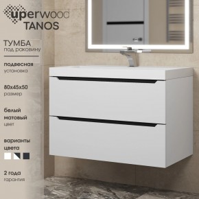Тумба под раковину Uperwood Tanos 80 см, подвесная, белая/графит в Губахе - gubaha.ok-mebel.com | фото 3