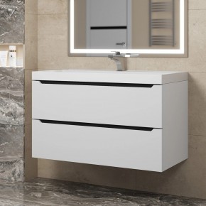 Тумба под раковину Uperwood Tanos 90 см, подвесная, белая/графит в Губахе - gubaha.ok-mebel.com | фото