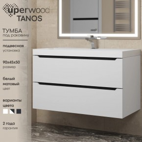 Тумба под раковину Uperwood Tanos 90 см, подвесная, белая/графит в Губахе - gubaha.ok-mebel.com | фото 3