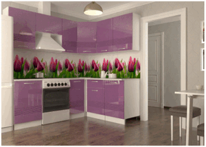 Кухонный гарнитур угловой Волна 2100 (фиолетовый металлик) в Губахе - gubaha.ok-mebel.com | фото 1